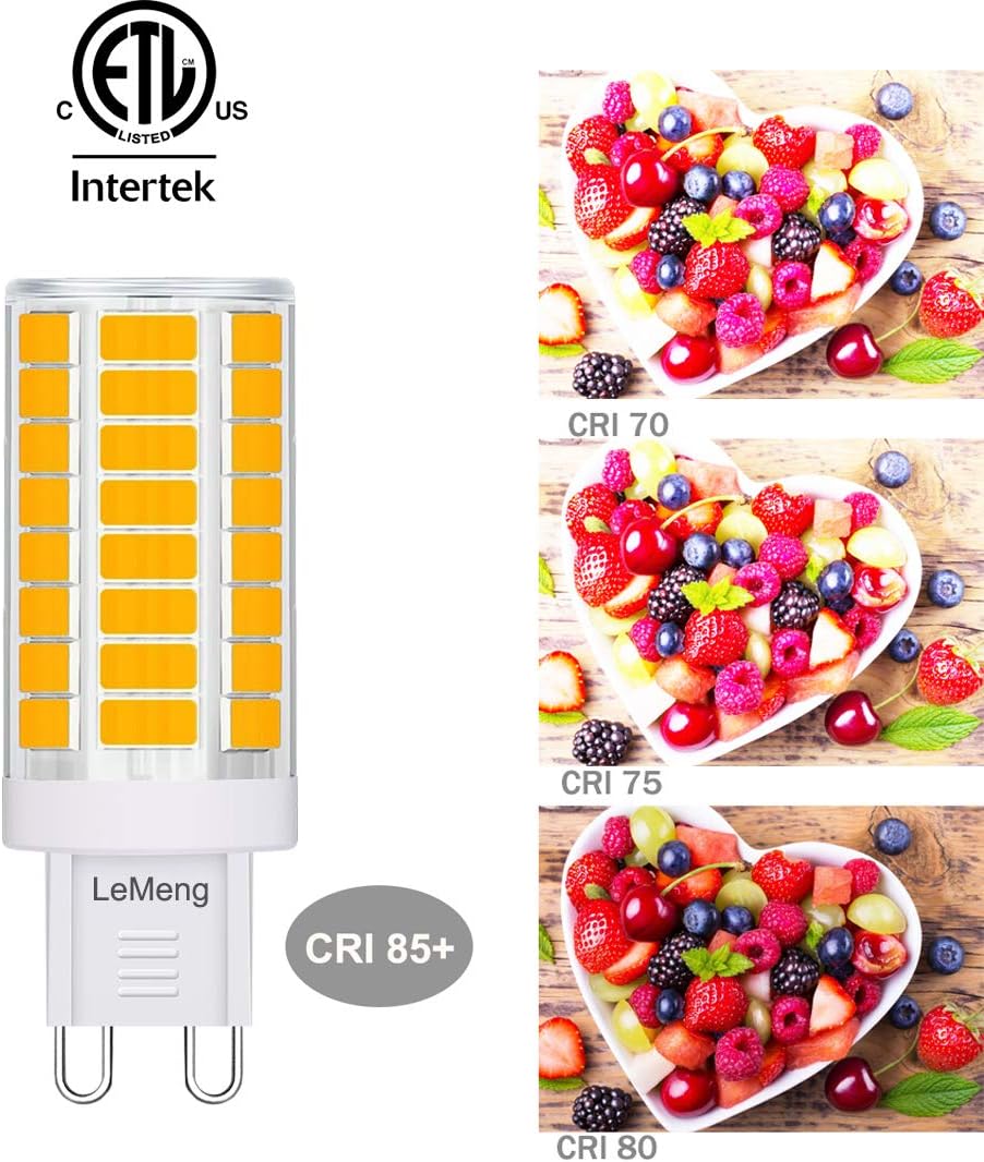 Free Shipping Offer LeMeng Dimmable G9 LED Light Bulb 6W 600Lm 6000K Cool Daylight White(AC 120V, ETL-Listed)50W 60Watts Halogen Equivalent Bi-Pin G9 Base Lights for Chandelier Pendant Lighting- 6 Pack