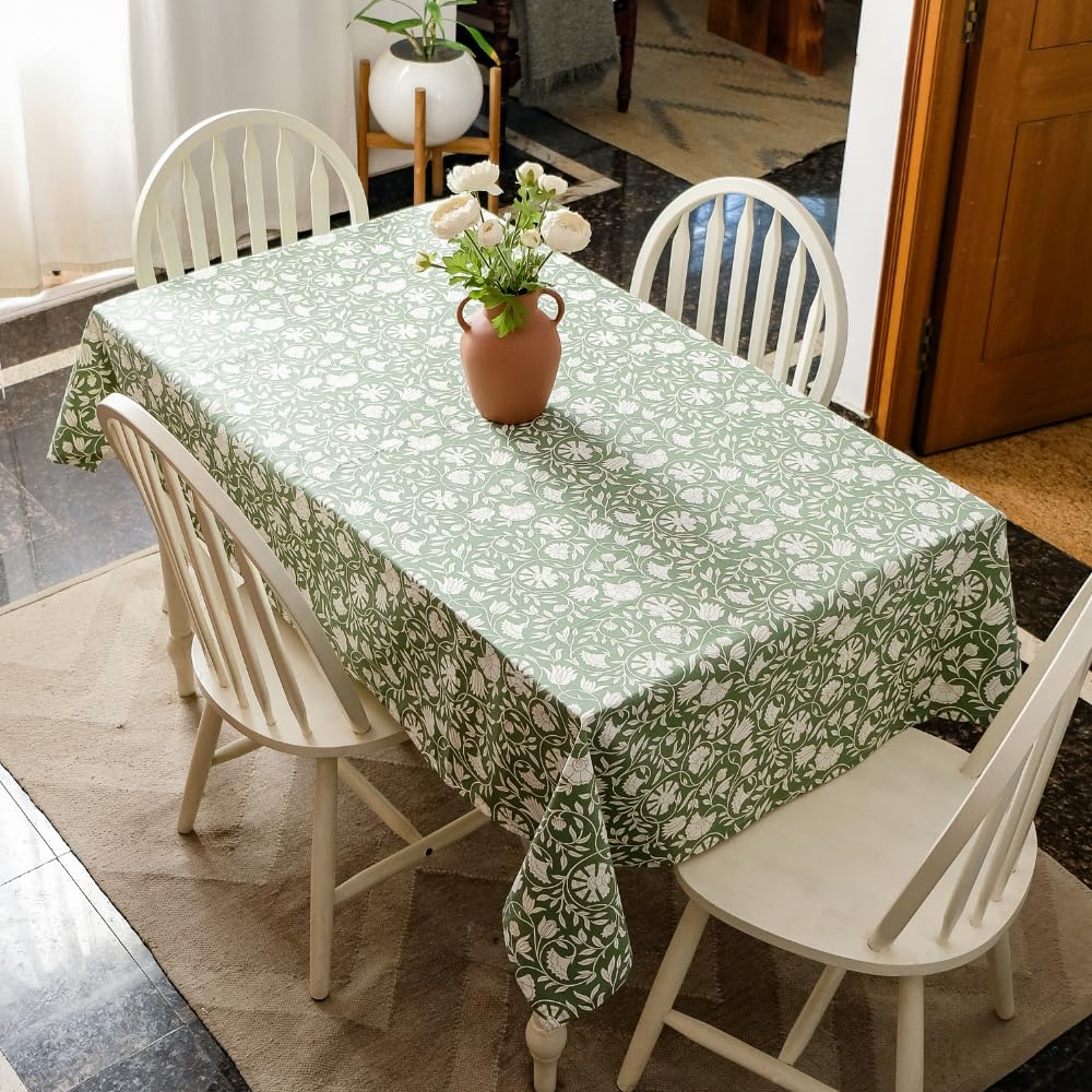 THE YARD HOUSE Wipeable & Anti-Slip Cotton Table Cover - Forest Pine, 6 Seater (150Cm X 225Cm) | Protects Against Spills & Scratches | Family Dining, Party, Gifting-image-35