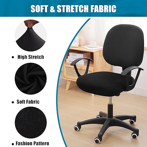 Miniatura 6 de smiry Fundas de asiento para silla de computadora de oficina, suaves, elásticas, lavables, universales, giratorias, protectores de cojín para silla