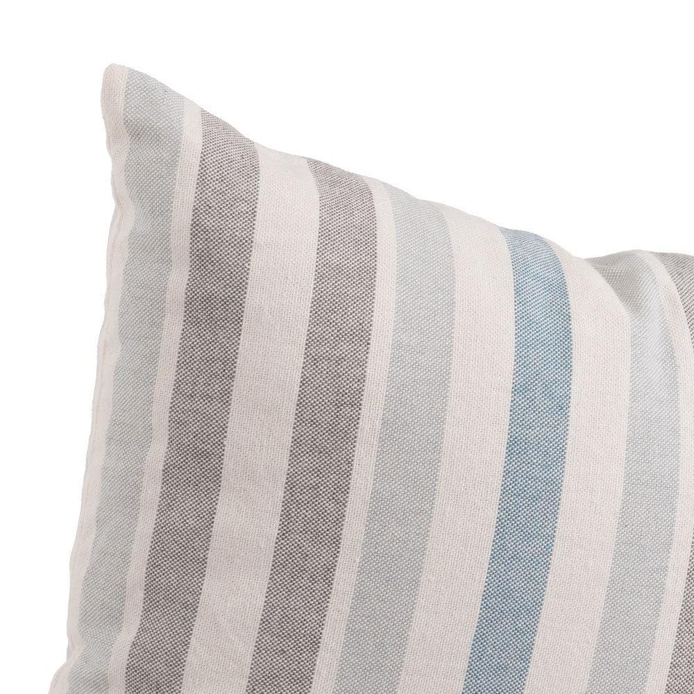 LOLAhome 5 Cojines de Rayas Azul y Gris de algodón de 45x45 cm con Relleno