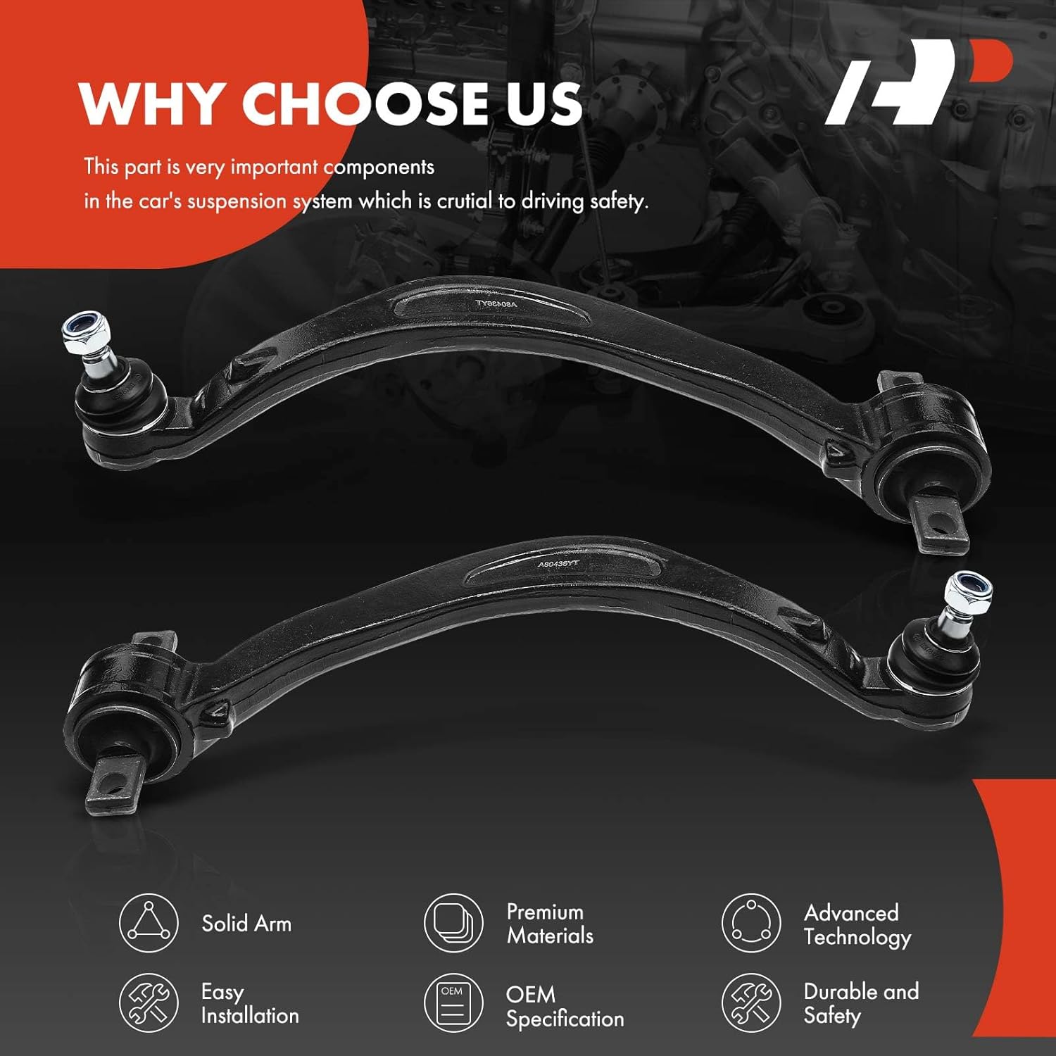 A-Premium 2 x Front Lower Control Arm, with Ball Joint & Bushing, Compatible with Chrysler Sebring & Dodge Avenger & Eagle Talon & Mitsubishi Eclipse Galant