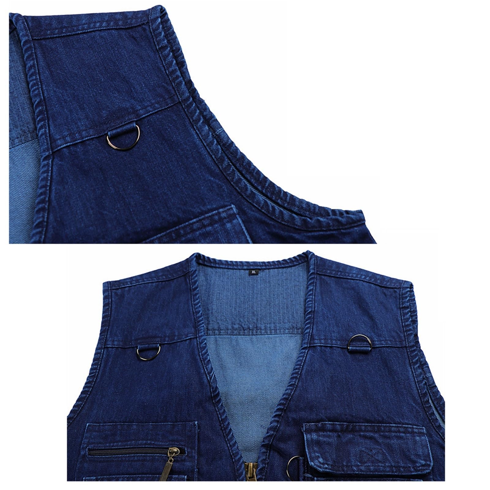 CLSQLXYJZC Chaleco De Pesca Para Hombre, Chaleco Vaquero Sin Mangas Transpirable Con Cremallera Y Multibolsillos, Chaqueta Ligera E Informal Para Camping Y Senderismo, Para Viajes, Ciclismo