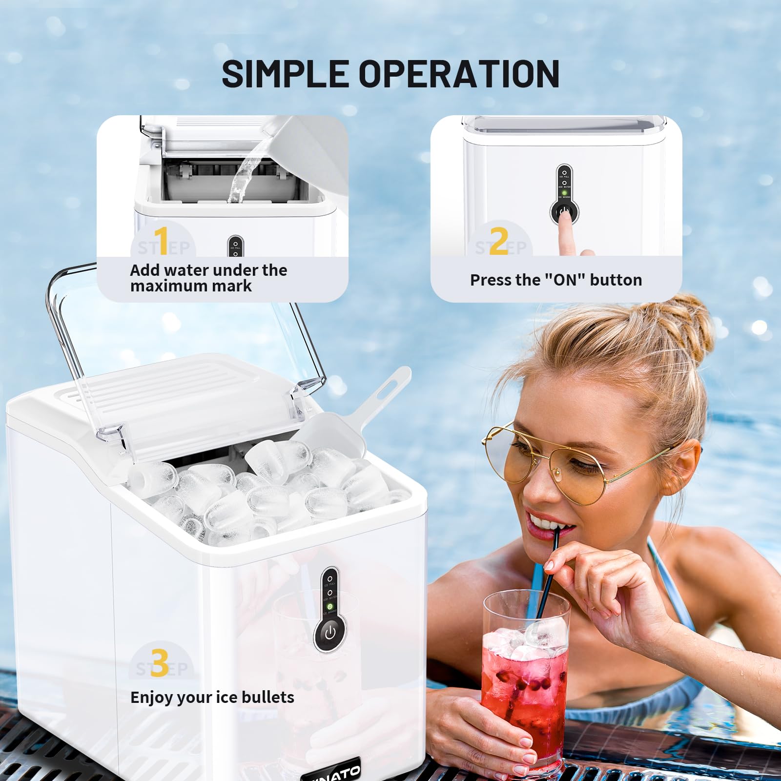 Macchina Del Ghiaccio Portatile 15kg/24h - Autopulente, Cubetti In 6 Minuti