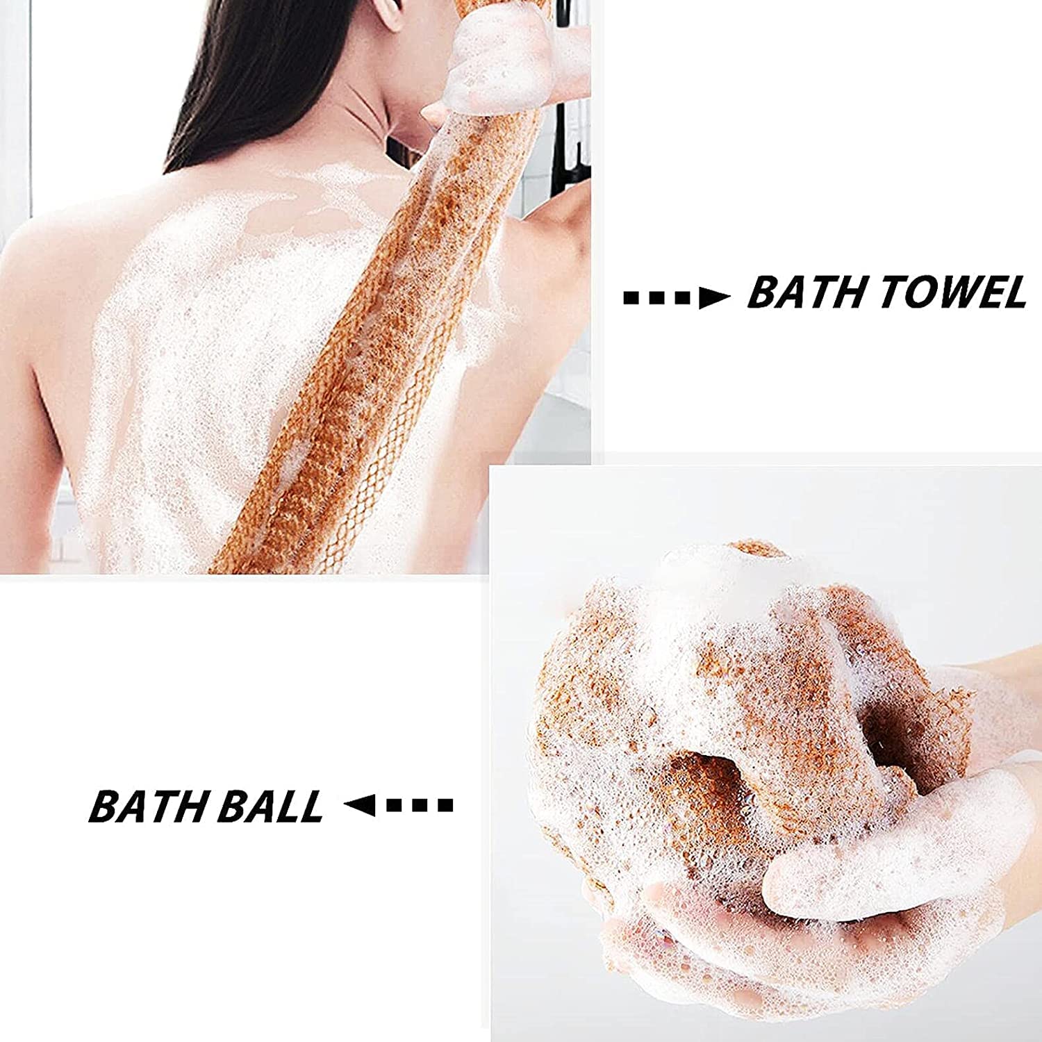 Exfoliante Toalla De Baño,Exfoliating Back Scrubber,Belleza Piel Baño Baño Toalla Toalla Masaje Baño Paño Para Mujeres Y Hombres,Exfoliación,Exfoliación de Espalda y Limpieza Corporal(80CM)