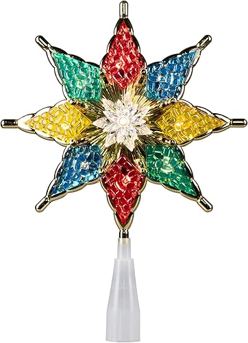 Northlight - Adorno para árbol de Navidad con luces (cristal, 8 puntos, 8.0 in)