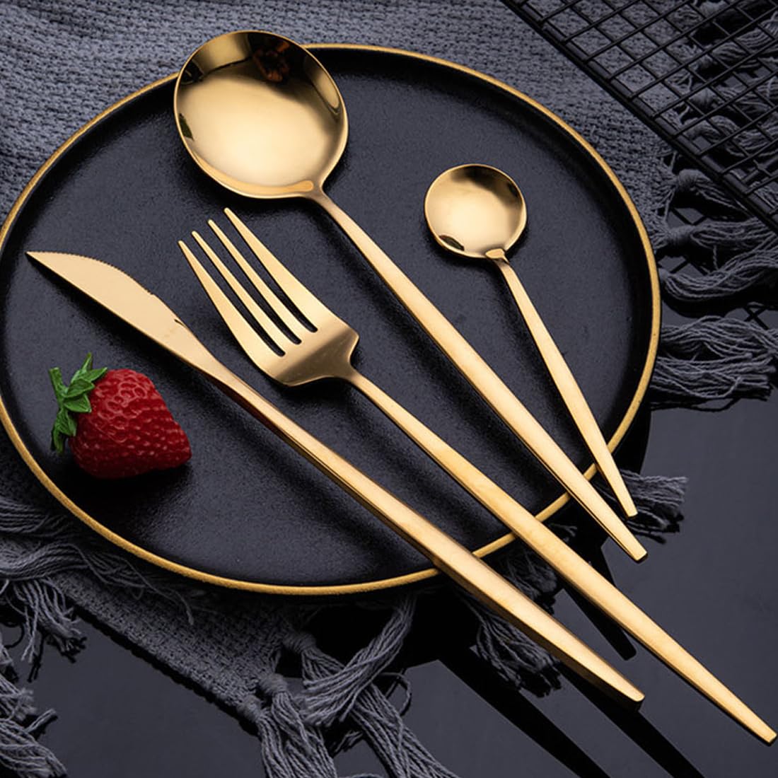 BonZeaL Gold Flatware Set - Luxury Stainless Steel for 12 -2