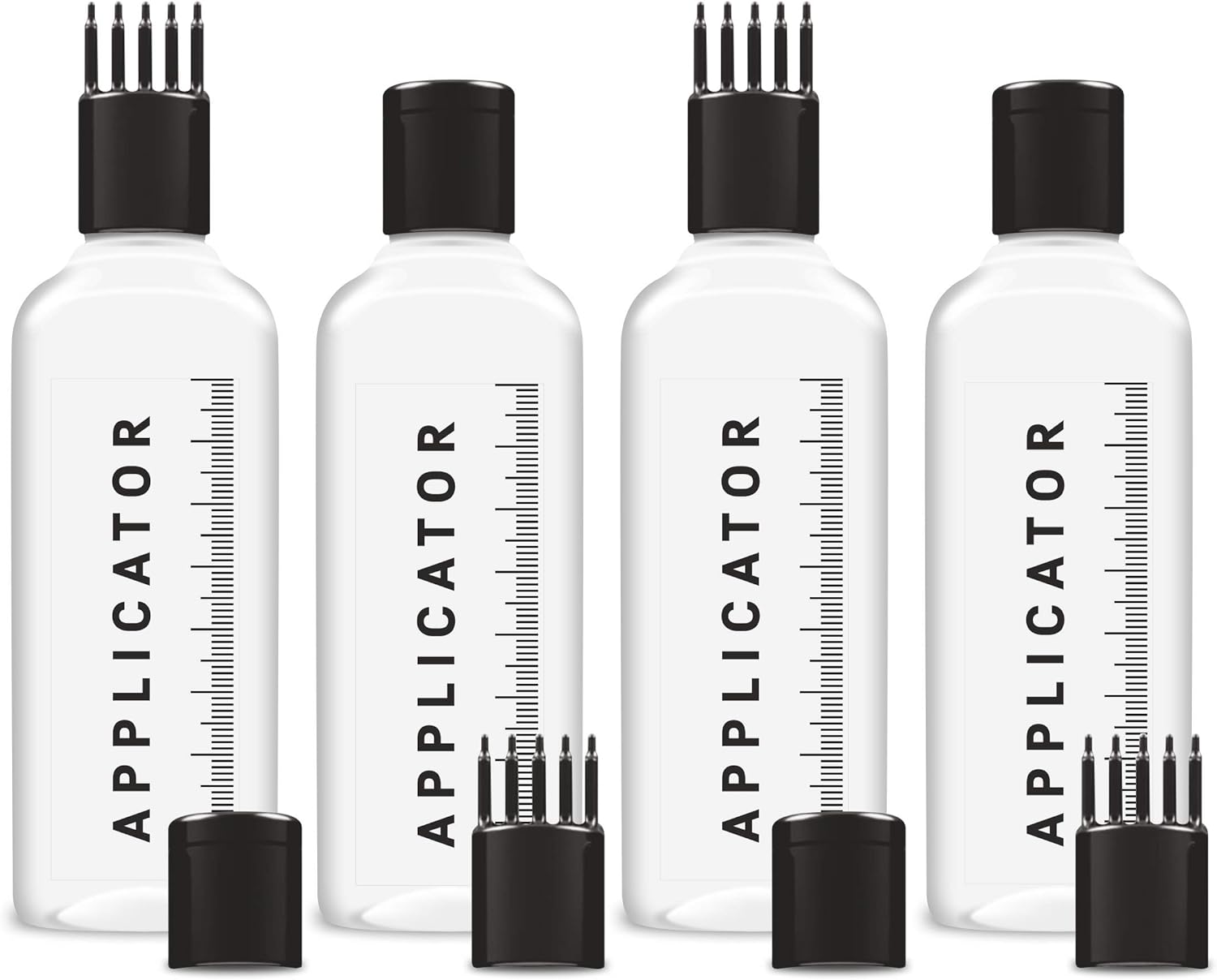 Hair Root Applicator Bottle with Comb Cap for Applying Hair Oil, Shampoo and Medicine, Clear, Pack of 4, Luggage