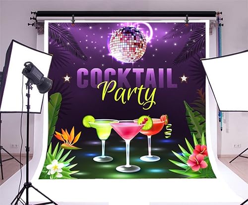 Miniatura 2 de Leyiyi Telón de fondo de fotografía de 8 x 8 pies, fondo de fiesta de cóctel, fiesta de verano, salón de baile, aureo, luz tropical, hojas