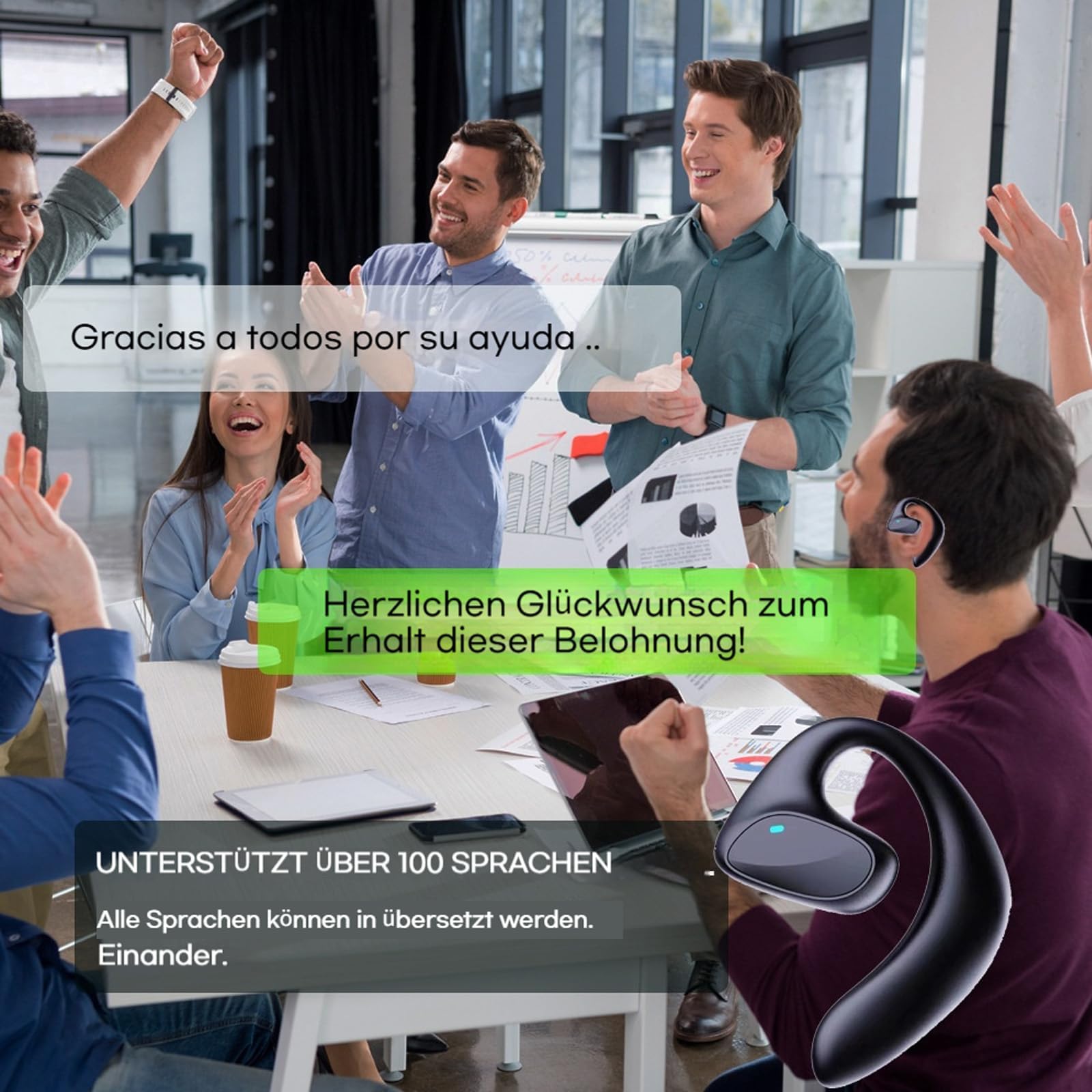 Talkbuds üBersetzer, Qinux Talkbuds üBersetzer KopfhöRer, Ai Voice Translator Headphones, UnterstüTzt 144 Sprachen, Real Time Wireless Bluetooth Translator füR Reisen Business Studium (2pcs)