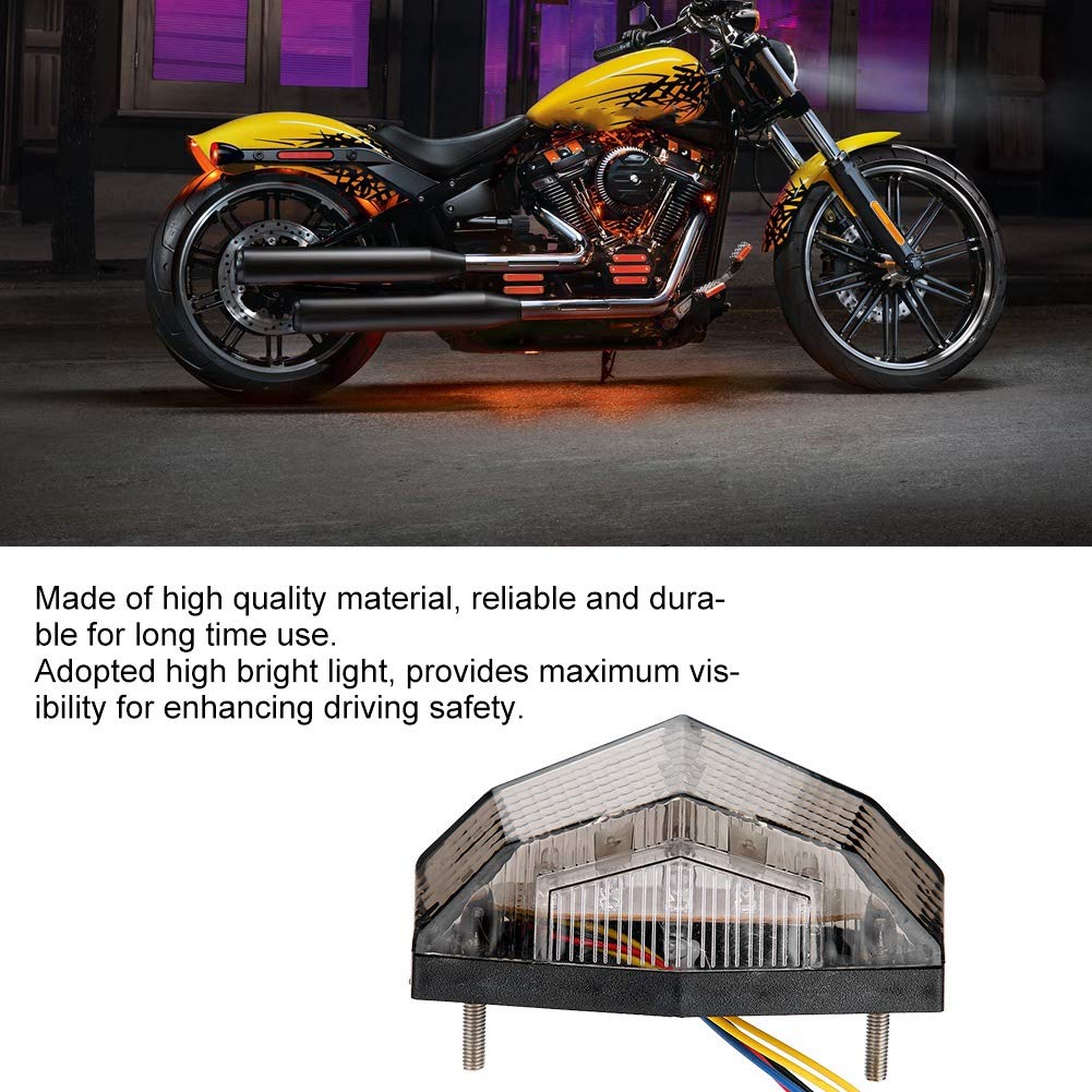 Yctze Lámpara de cola LED modificada para motocicleta, luz de advertencia de luz trasera Luz trasera con señal de freno