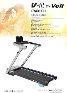 Voit VFIT By Ranger Topuzlu LED Ekranlı Koşu Bandı |%15 Eğim | 1–14 Km/H | Katlanabilir | Bluetooth | Gri