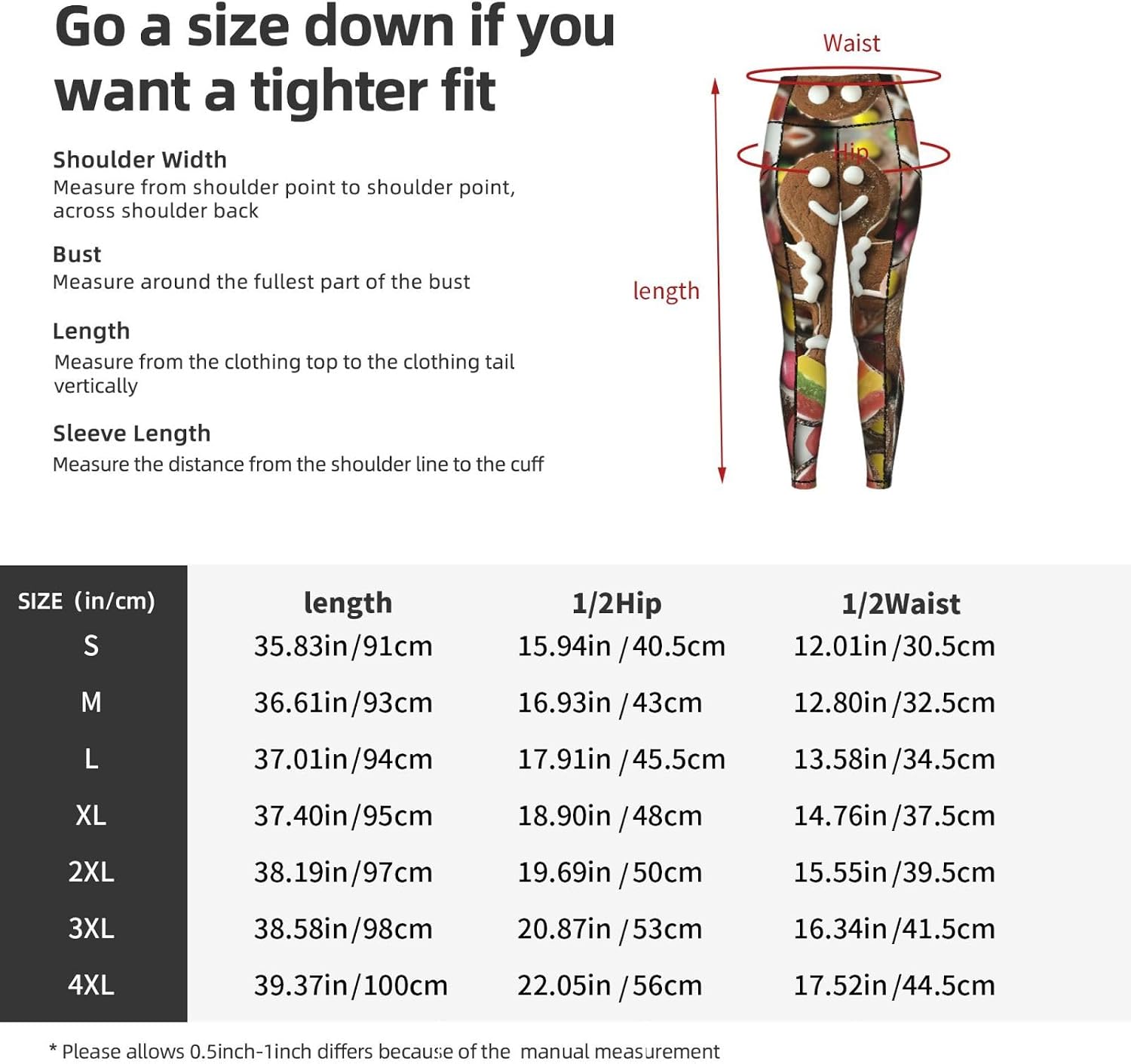 Gingerbread Man Candy Print Leggings with Pockets for Women,Gym Clothes,Fitness Clothing,Compression Leggings