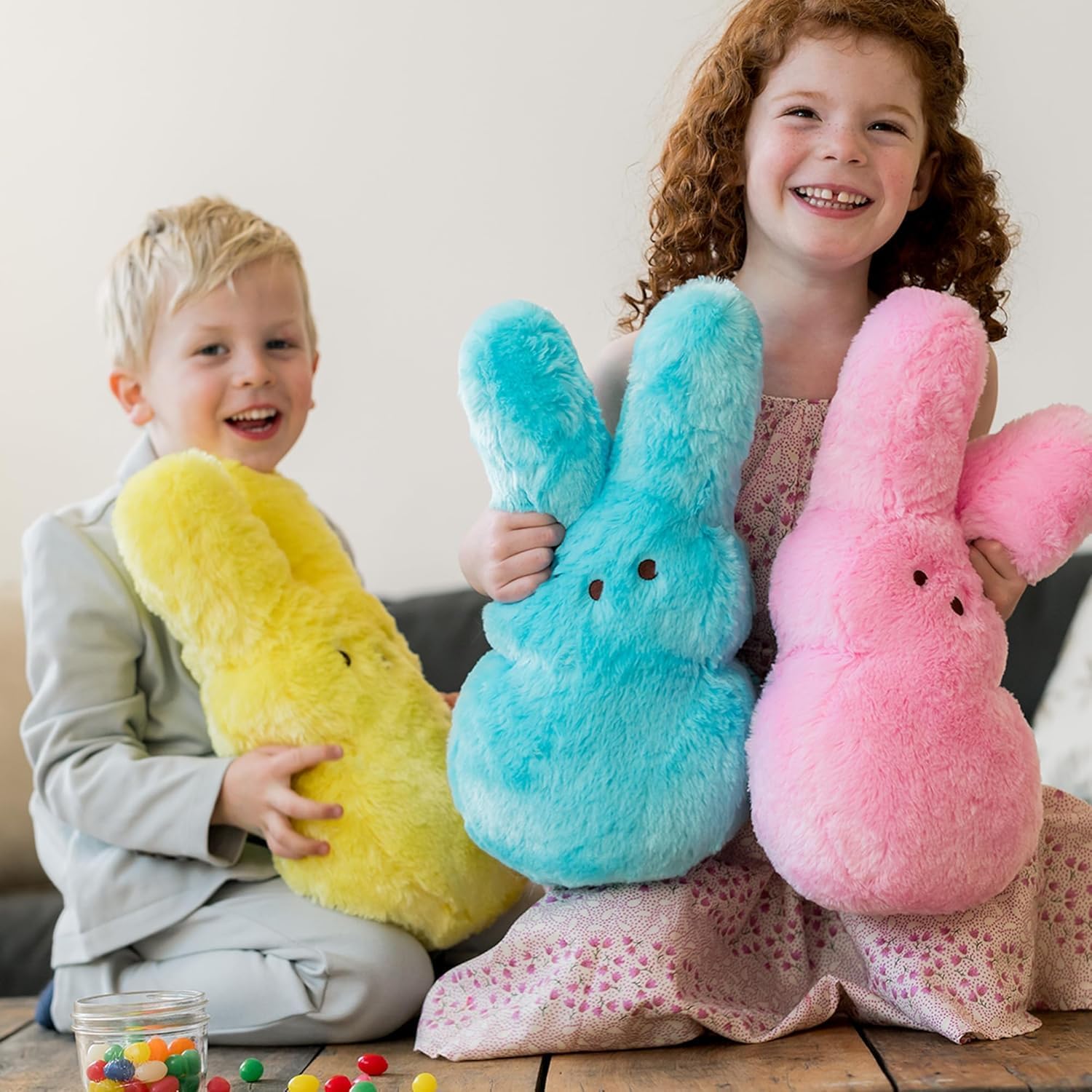 Animal Adventure | 15" Yellow Shaggy Bunny Peeps Plush | Easter Basket Stuffed Animals for Kids | Marshmallow Candy | Huggable Ultra Soft Plushie Stuffers Buddy Toy | Collectable Gifts | Aged 3+