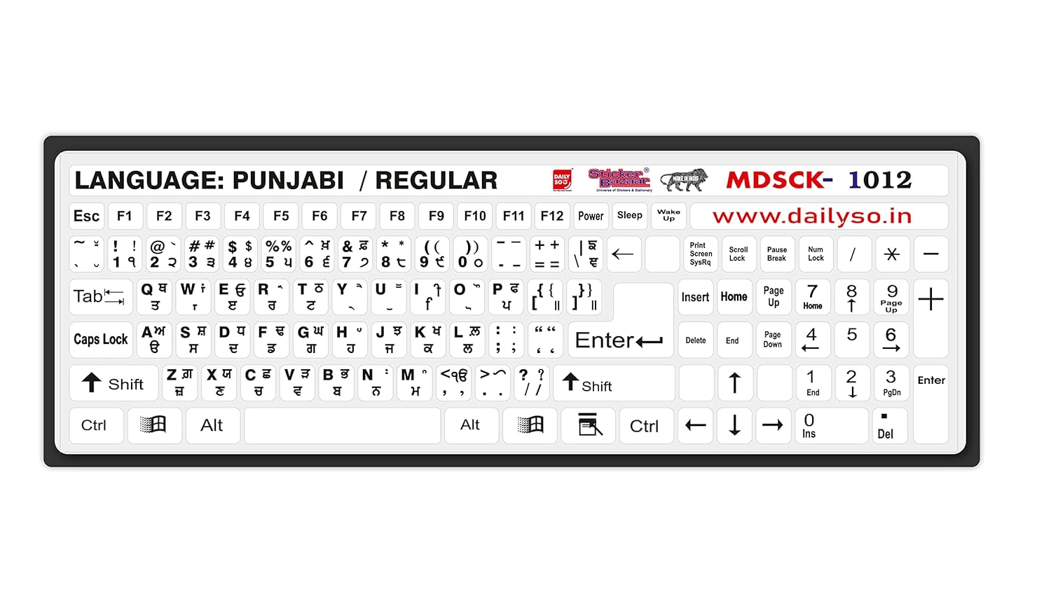DailySo Punjabi/Regular Keyboard Sticker Big Size Pack of 2 for