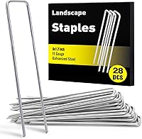 Vista 14 de HongWay Paquete de 240 grapas de paisaje de 15 cm, estacas de jardín galvanizadas para carpas, estacas resistentes calibre 11, alfileres de tela