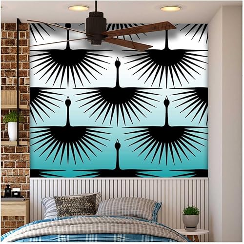 Miniatura 2 de Papel tapiz adhesivo con degradado cian blanco, líneas geométricas abstractas, papel tapiz para dormitorio, extra ancho de 137.8 pulgadas de ancho x