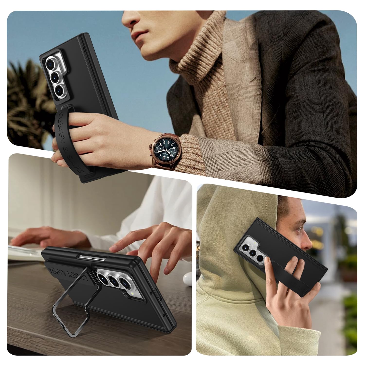 Etui do Samsung Galaxy Z Fold 8 Ultra, Wrist Strap & Lens Kickstand Built-in, pełna ochrona ekranu i zawiasów, odporna na wstrząsy All-Around Drop Protection
