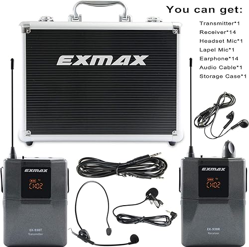 Miniatura 8 de EXMAX EX-938 sistema inalámbrico profesional de guías de turismo para guías turísticas traducción simultánea capacitación reunión visita a museos