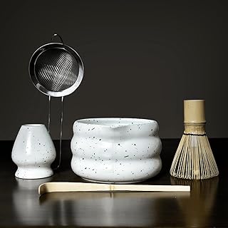 SOOCVWOLF 5 Pcs Matcha Whisk Set, Ceramic Matcha Kit for Tea Ceremony, Matcha Whisk and Bowl, Matcha Tea Set for Making La...