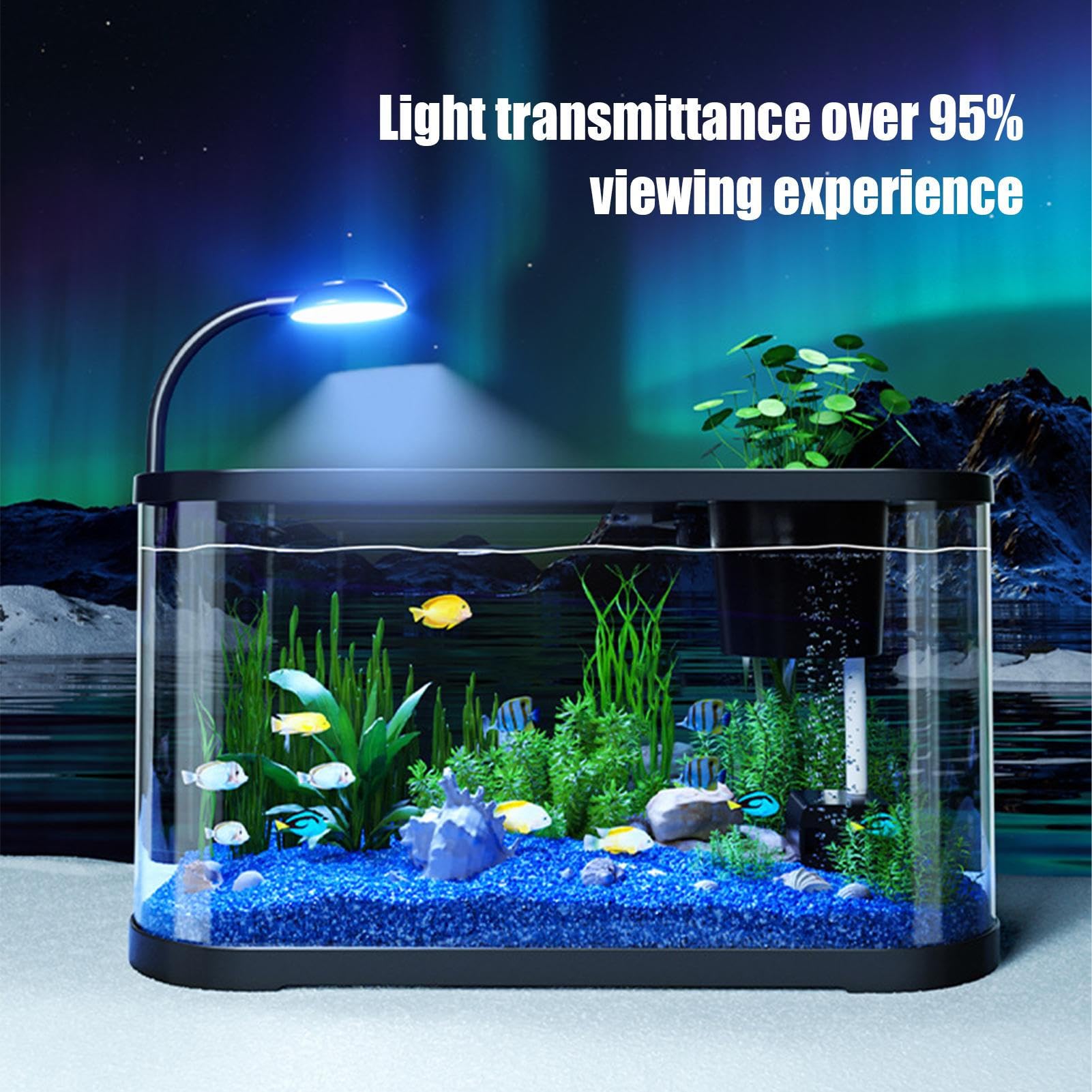 Kit De Inicio Acuario Pequeño Vidrio Nano Transparente Decorativo pequeño | Pecera Para Principiantes Para Betta, Galápago, Tortuga, Rana, Y Otras Mascotas Acuáticas