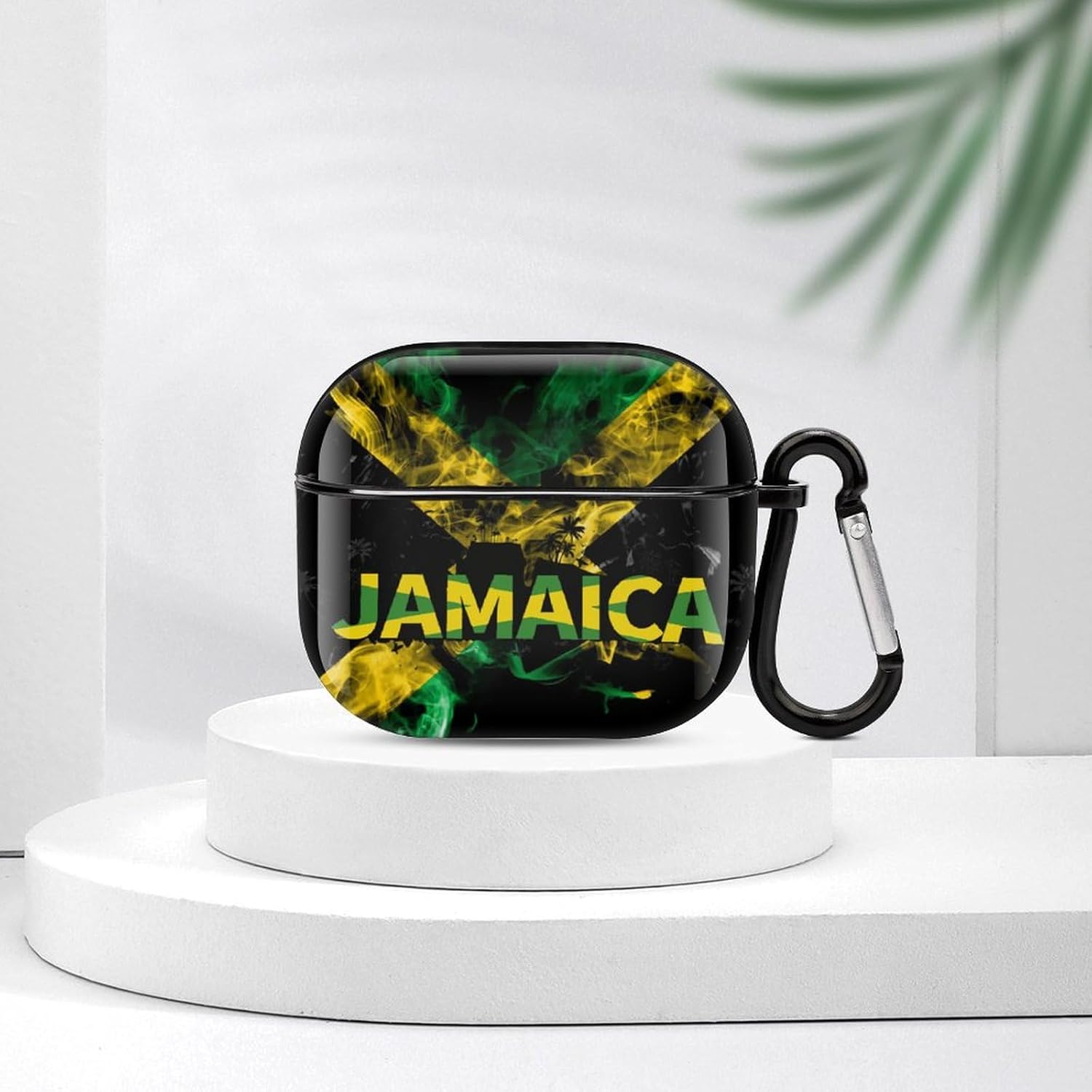 Jamaican Flag Compatible with Airpods 3 Case Cover,Case for AirPods 3rd Generation Case with Keychain Hard Shell Shockproof
