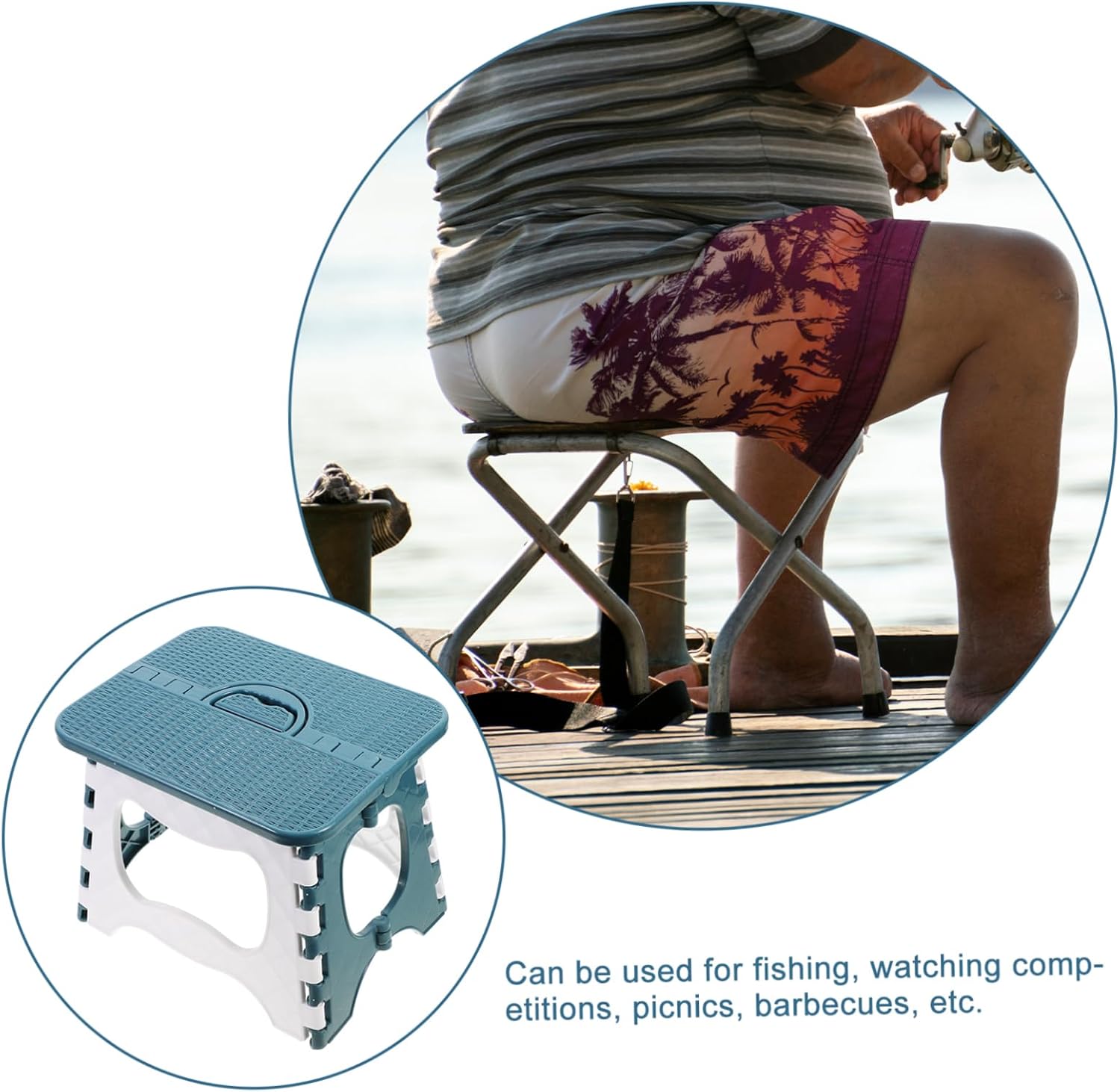 Ciieeo Portable Folding Step Stool for Adults and Strong Load Bearing Plastic Home Stool with Handle Lightweight Foldable Chair for Kitchen Bathroom Fishing Camping Hiking Travel Outdoor