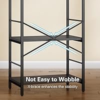 Vista 20 de Estante para panaderos con 3 tomas de corriente, soporte de microondas de 4 niveles con almacenamiento, estante de cocina independiente de 23.6