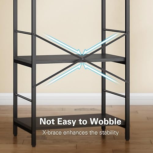 Miniatura 6 de Anycoo Estante para panaderos con 3 tomas de corriente, soporte de microondas de cocina de 4 niveles con almacenamiento, soporte de cocina