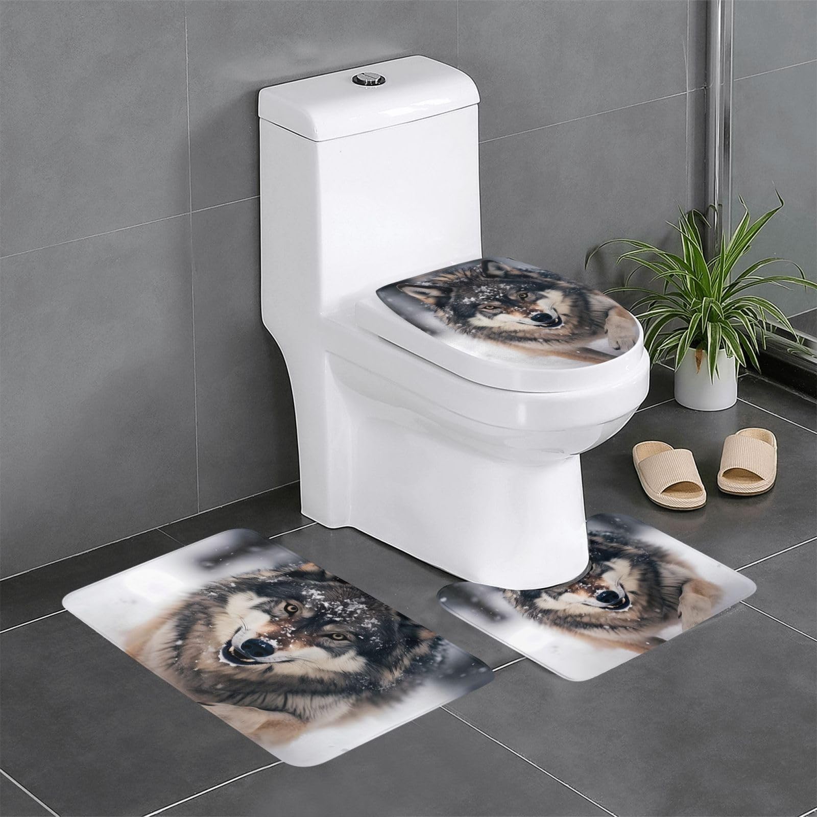 Tapis de salle de bain loup décoratif pour habiller vos toilettes et votre coiffeuse