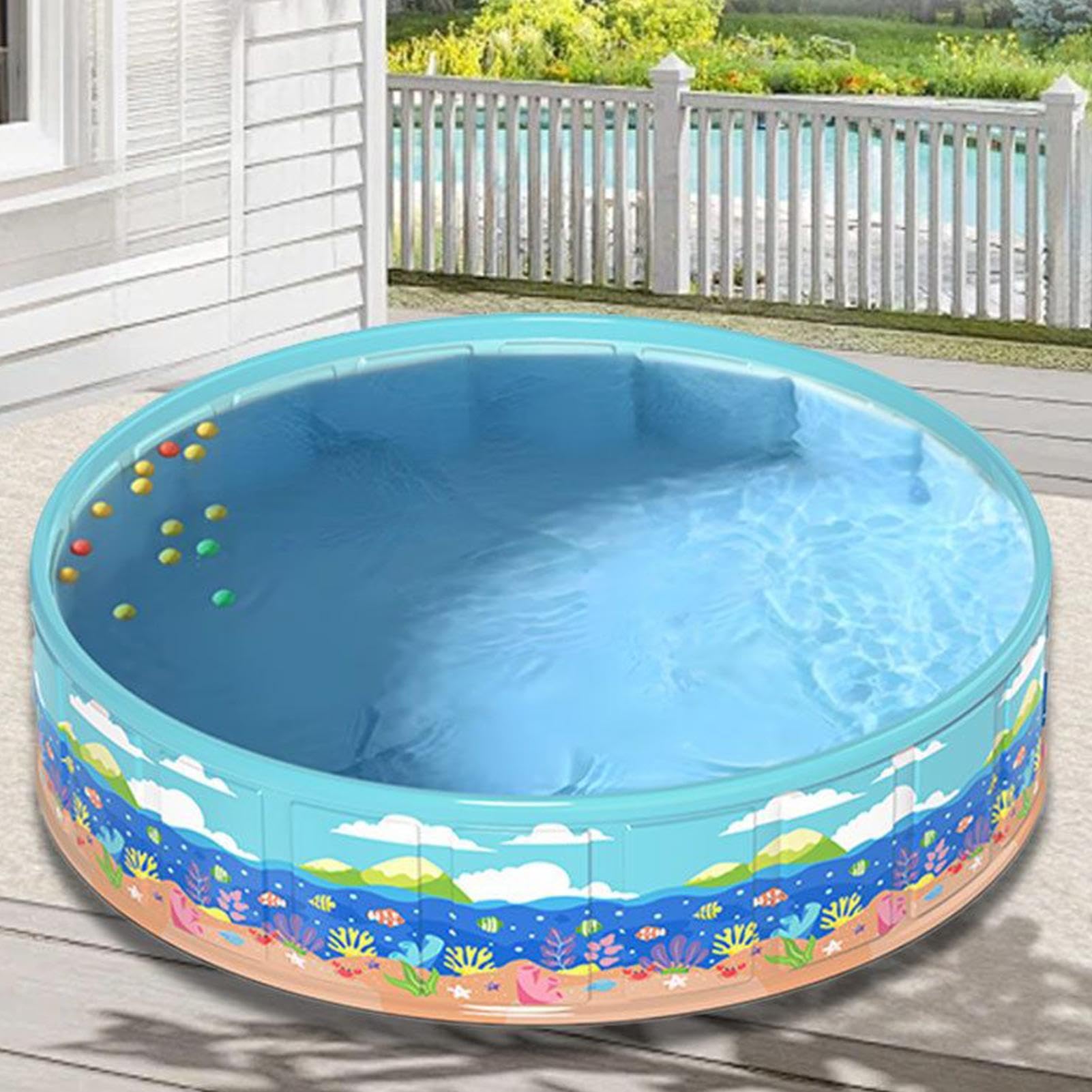 Piscinas Infantiles de jardín,PVC Plegable portátil no Hinchable,Piscina de Chapoteo Infantil | para Niños y Niñas, en el Verano al Aire Libre en Jardín, Patio Trasero y Acuática Veraniega