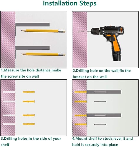 Miniatura 7 de Soportes de estante resistentes, soportes flotantes para estantes, estantes decorativos montados en la pared, soporte para colgar en la pared