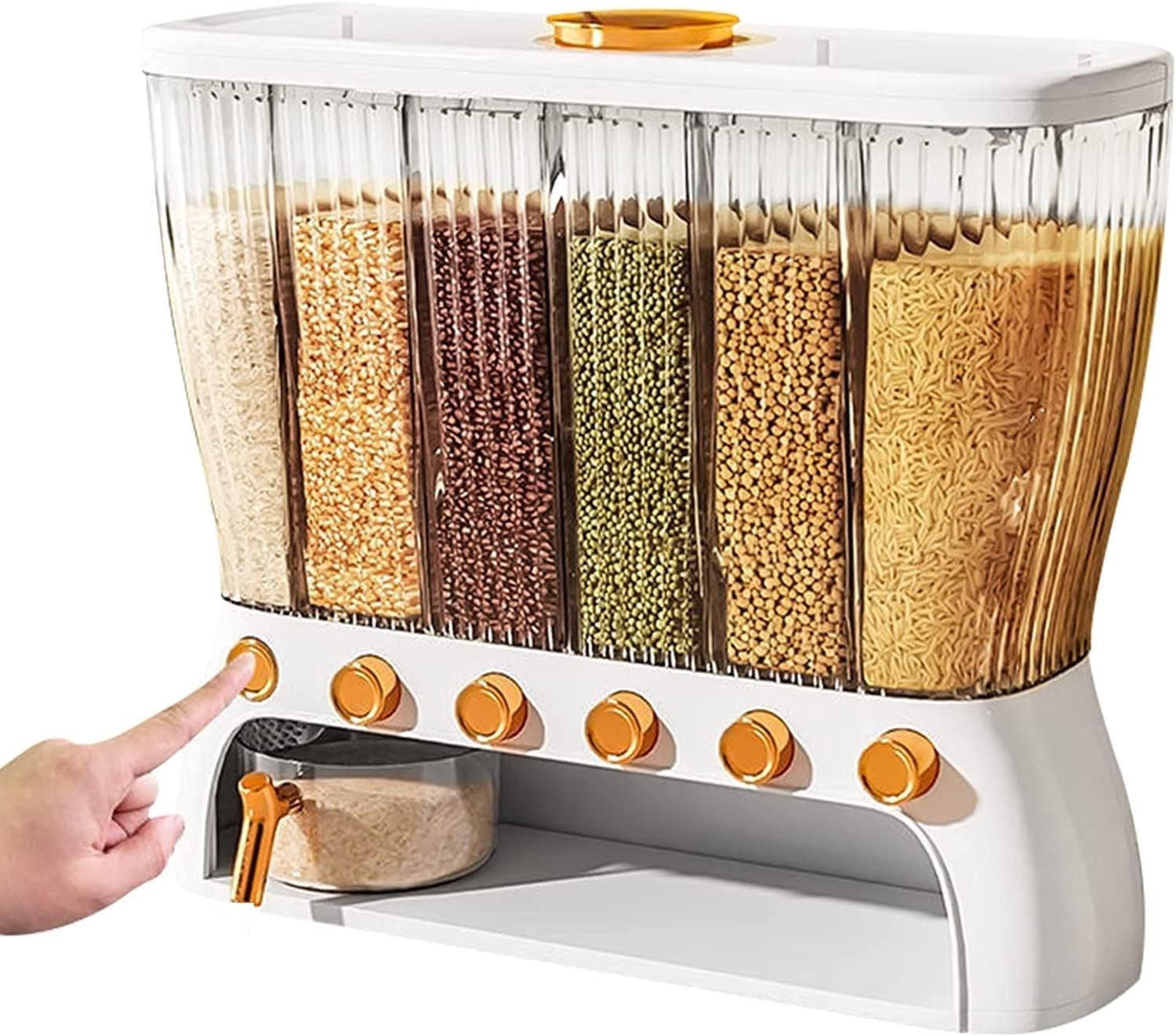 KEYOZA 6 in 1 Sealed Rice Dispenser Kitchen Pantry Cereal Dry Grain Container For Rice, Dal, Cereals, Beans, Dry Food Clear Storage Container Bucket for Kitchen, White (B0CDLXTT17) Amazon Price History, Amazon Price Tracker