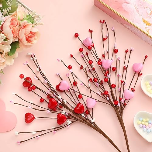 Miniatura 6 de Jutom 6 tallos de flores artificiales para el día de San Valentín palillos de corazón de San Valentín regalos para el día de San Valentín
