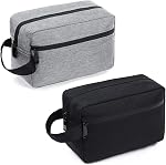 2 Pack Toiletry Bag Men Women, Water-Resistant Mens Toiletry Travel Bag, Small Shaving & Cosmetics Bag for Men and Women (Black & Gray)