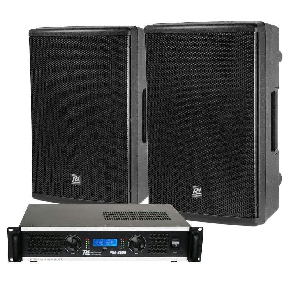 Power Dynamics Kit Sono DJ -Système de Sonorisation avec 2 Haut-Parleurs PD412P 12" - 2400W, Idéal pour Animer Vos Soirées