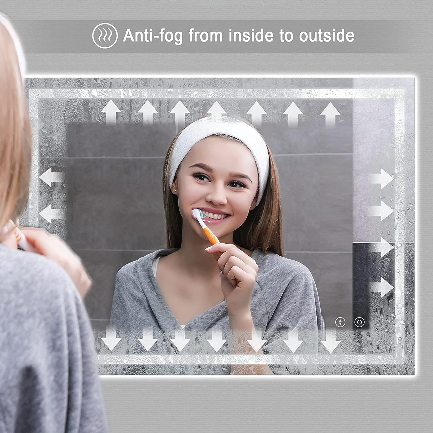 Dripex Miroir de Salle de Bain avec Éclairage 60x80cm, 30Watts Miroir LED Anti-buée, 3 Couleurs et Dimmable, Interrupteur Tactile, Antidéflagrant, Fonction Mémoire, IP44 Étanchéité