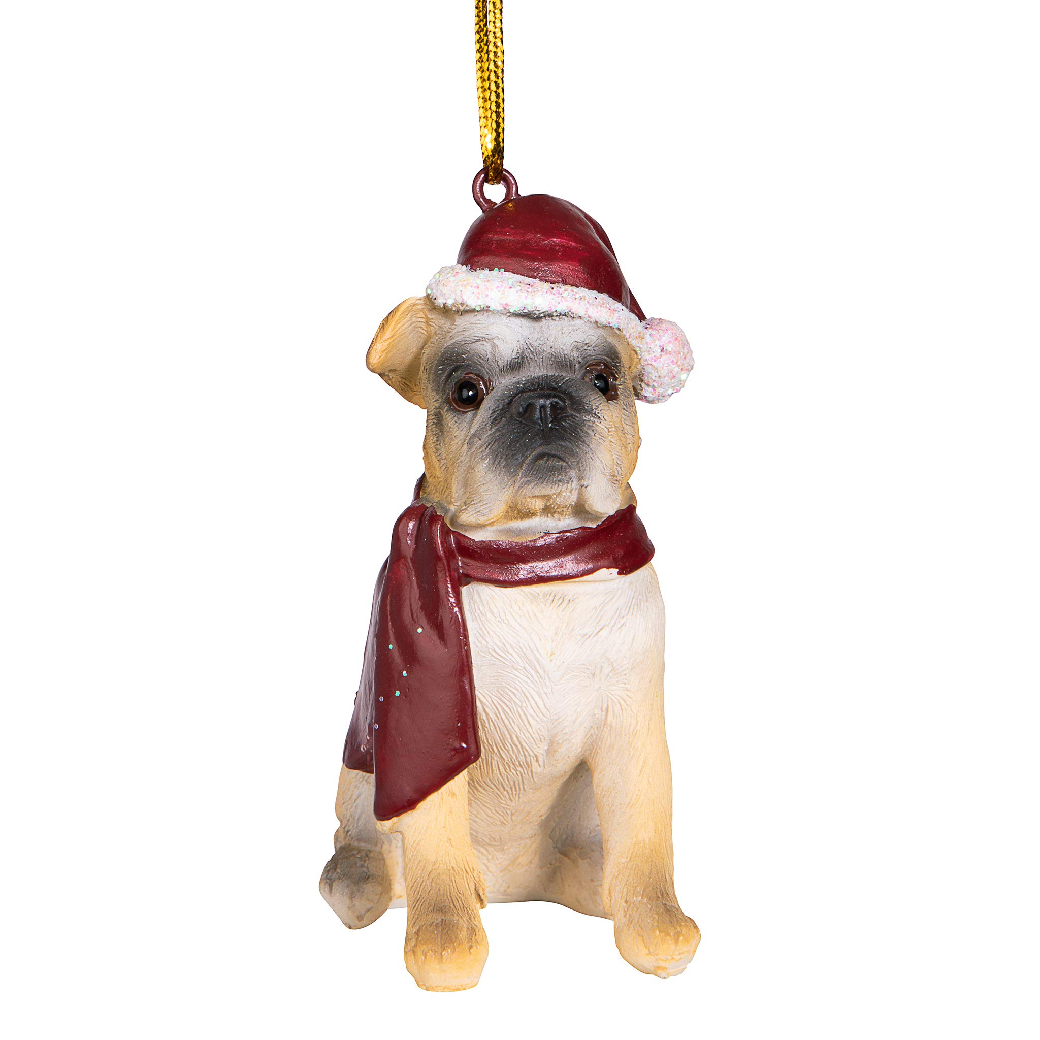 Design Toscano JH576304 Noel Noel Bulldog Tatil Köpek Süsleri, Tam Renkli