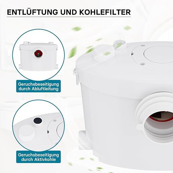 XPOtool 4/1 Kleinhebeanlage 400 W mit Häcksler Hebeanlage bis 85 m Höhe Abwasserhebeanlage mit 4 Einlässen Fäkalienhebeanlage für WC und Dusche