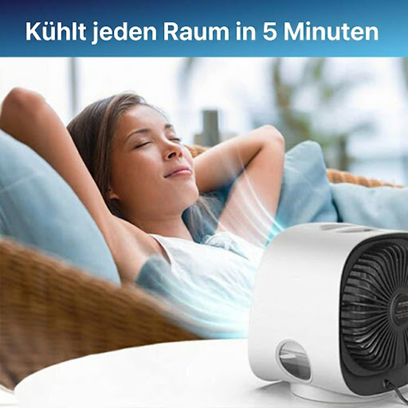 Airabreeze Luftkühler, Airzuma Portable, Airabreeze Air Cooler Kleine Wassergekühlte, Tragbarer Ventilator, Schwenkbar, Ideal Für Zu Hause Und Auf Reisen (Weiß)