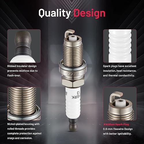 Miniatura 138 de BDFHYK Juego de 4 bujías de iridio compatibles con CL EL Integra 200 Sebring Avenger Caliber Journey Accord Civic Odyssey Compass Soul Spectra B2600