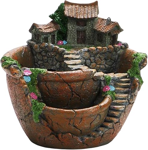 Generic Maceta de plantas suculentas, diseño de jardín de hadas, maceta creativa para cactus y plantas verdes, tienda de balcón, naranja disponible en Yaxa Colombia