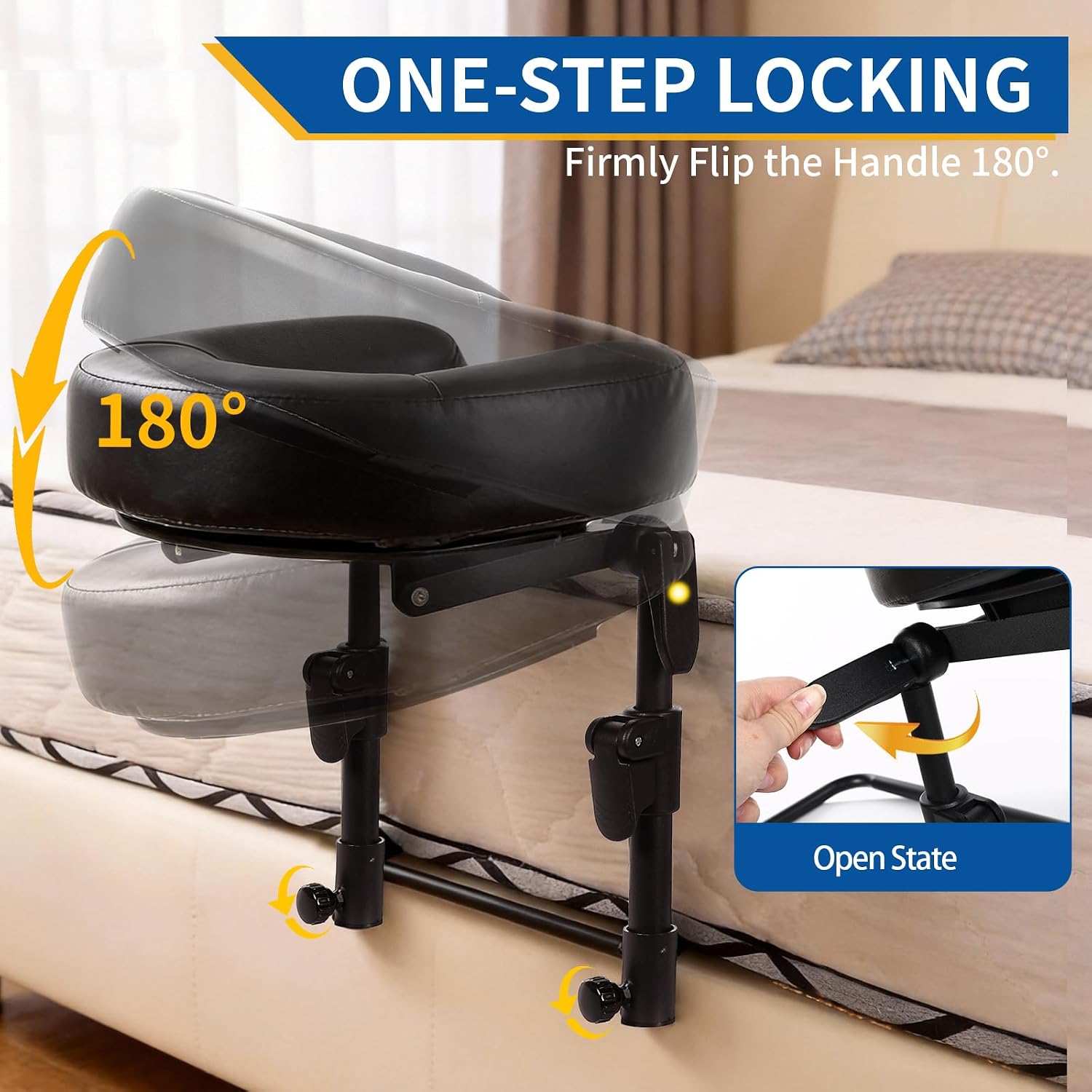 Massage Headrest for Bed, Home Mattress Top Massage Kit, with Armrest Panel, Storage Bag, Adjustable Massage Face Cradle After Eye Surgery, Home SPA Salon Face Rest Support Cushion