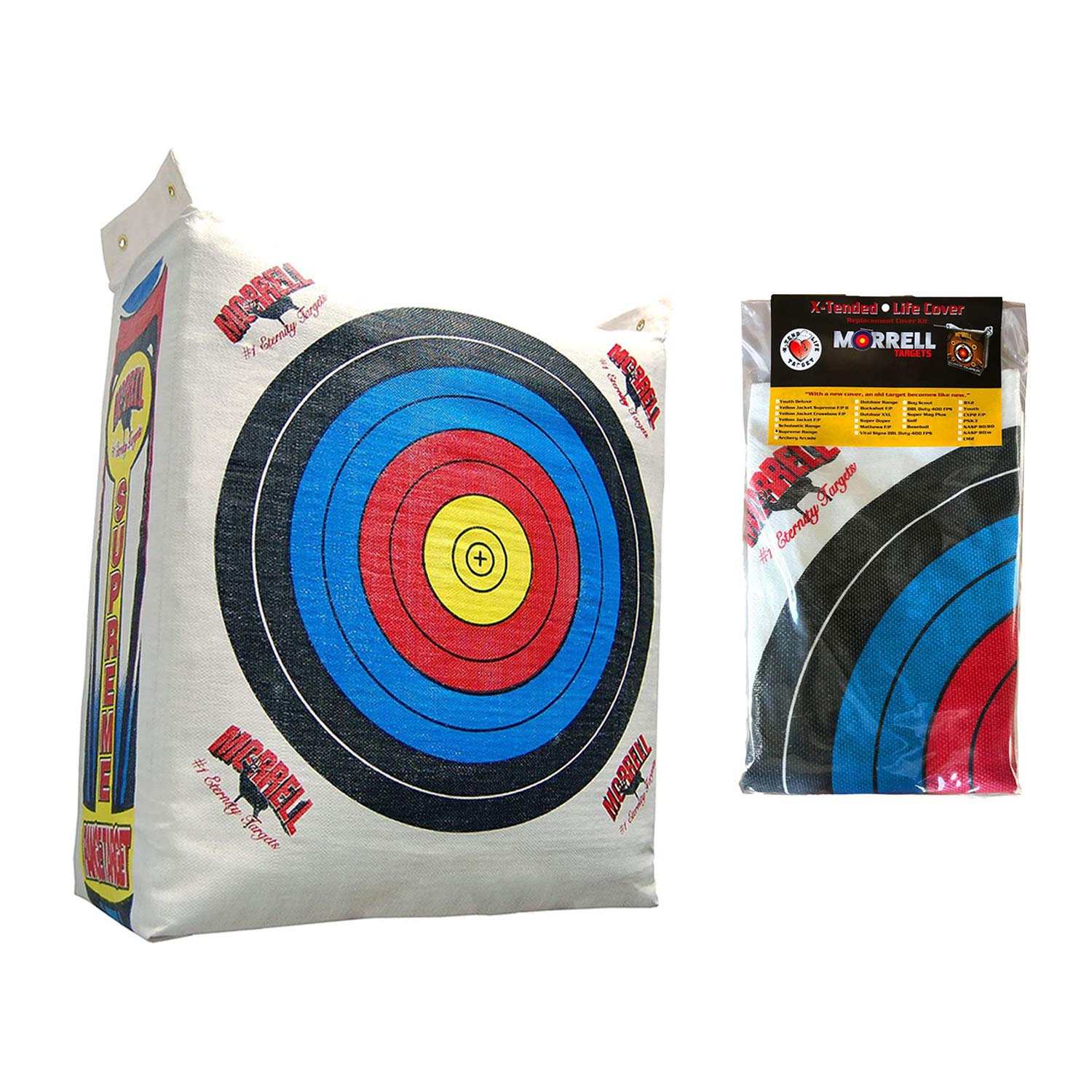 Morrell Weatherproof Supreme Range Adult Field Point Archery Bag Target with NASP Scoring Rings, Nucleus Center, and Replacement Cover, White