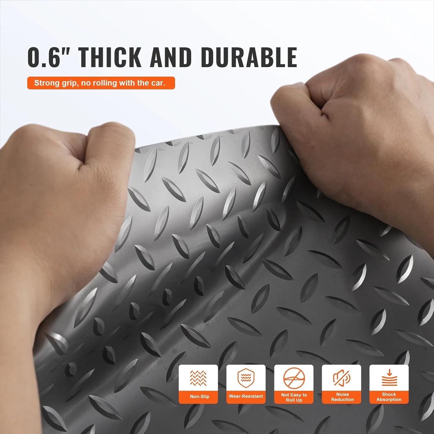 Heavy Duty 2.5mm Garage Floor Mat - Non-Slip PVC Rubber Roll, Diamond Plate Design for Under Car Parking, Warehouse, Gym, Trailer - Durable Flooring Covering,1.5x6m