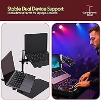 Vista 2 de Soporte de mesa Pyle plpts47 para todo tipo de dispositivos. Estación de trabajo para DJ con estantes en dos niveles.