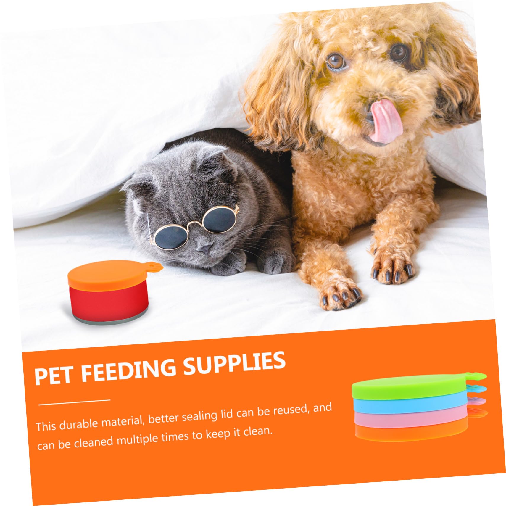 FONDOTIN 4Pcs Pet Food Can Covers Pet Can Lids for Easy Sealing and Freshness Safe and Flexible Dog Cat Food Lid