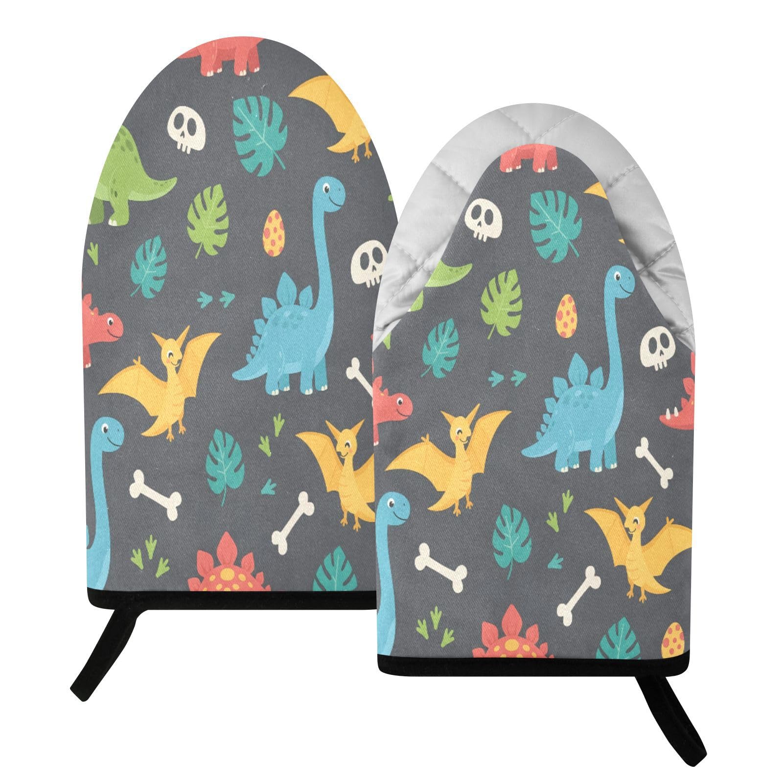 BURSTDDY Cartoon Dinosaur Oven Mitt,Heat Resistant Kitchen Mitts for Cooking