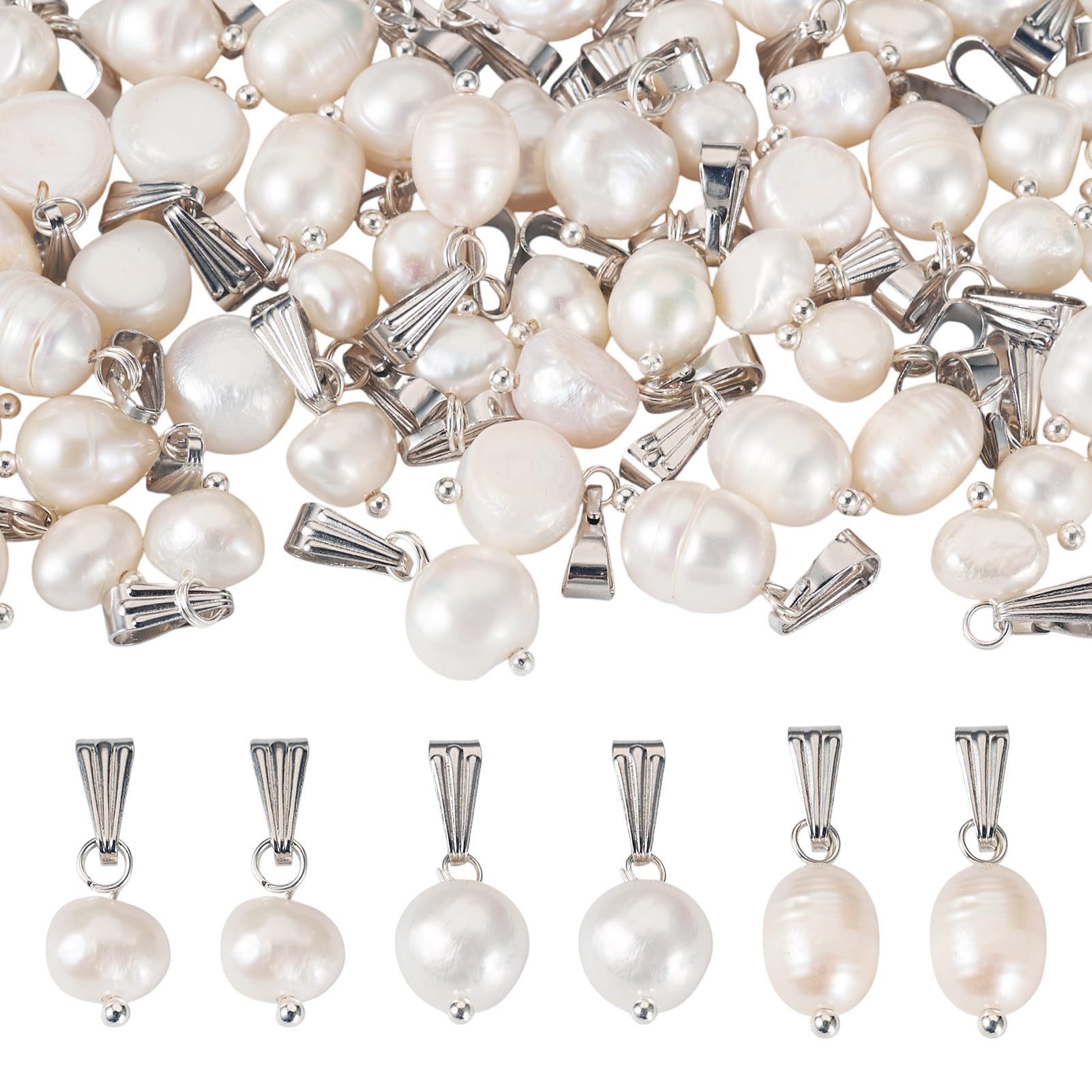 Spritewelry 60Pcs Natural Cultured Freshwater Pearl Pendant Pearl Beads Charms for DIY Crafts Dangle Earring Necklace Jewelry Making โ image 1