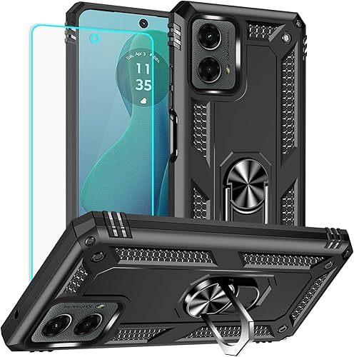 Miniatura 7 de Funda para Moto G Play 2023, Moto G Play 2023 con protector de pantalla HD, fundas protectoras de grado militar con anillo para Moto G Play 2023