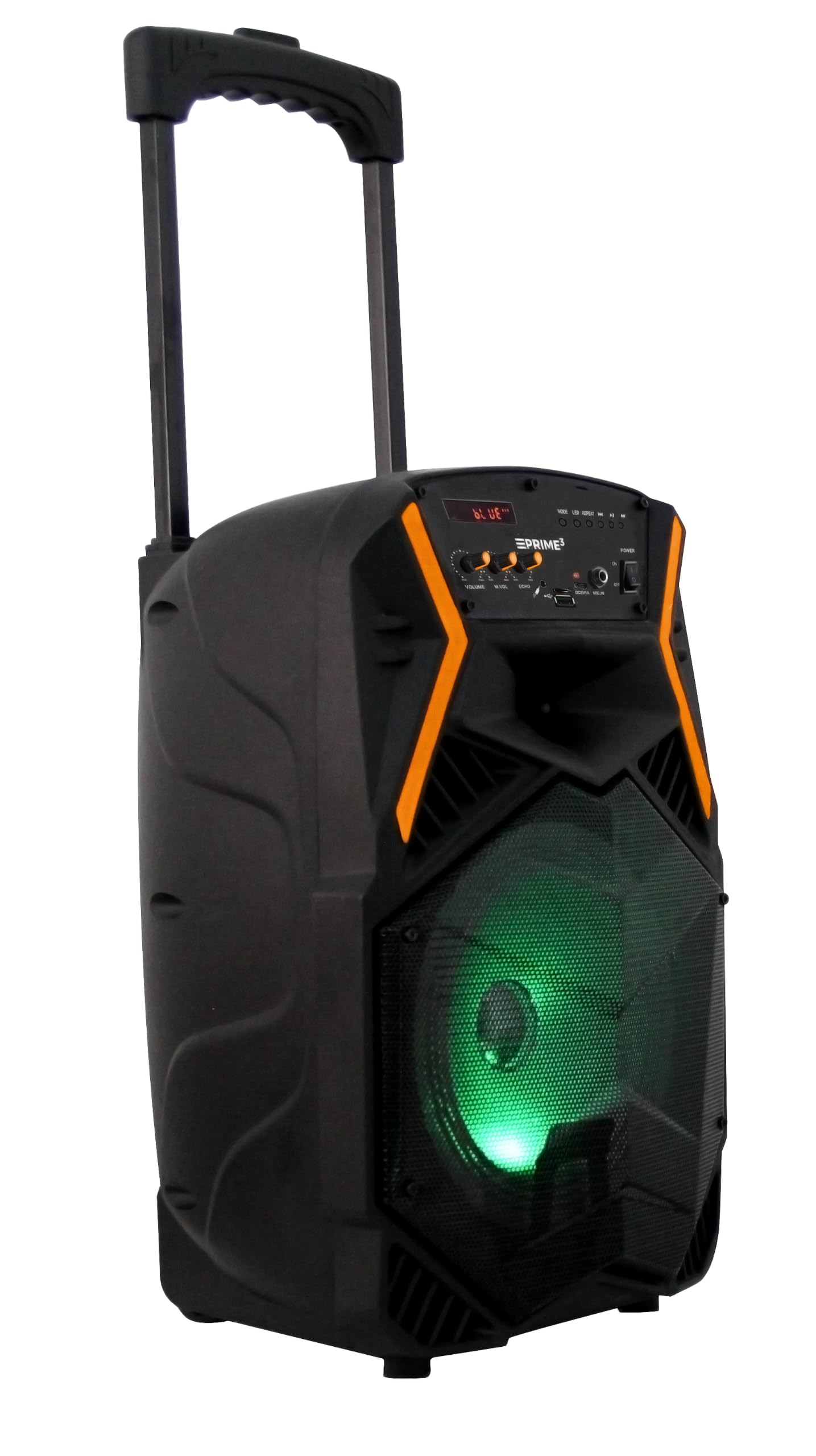 PRIME3 -Głośnik Bluetooth - System Audio i Karaoke - 1600 W P.M.P.O., Mikrofon Bezprzewodowy, Oświetlenie LED, USB, AUX, microSD, Equalizer i Pilot w Zestawie - APS22 BLAZE